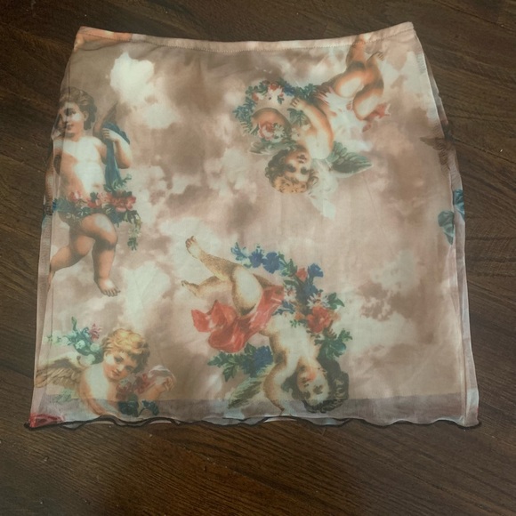 NWOT Angel print bodycon mini skirt - Picture 4 of 7